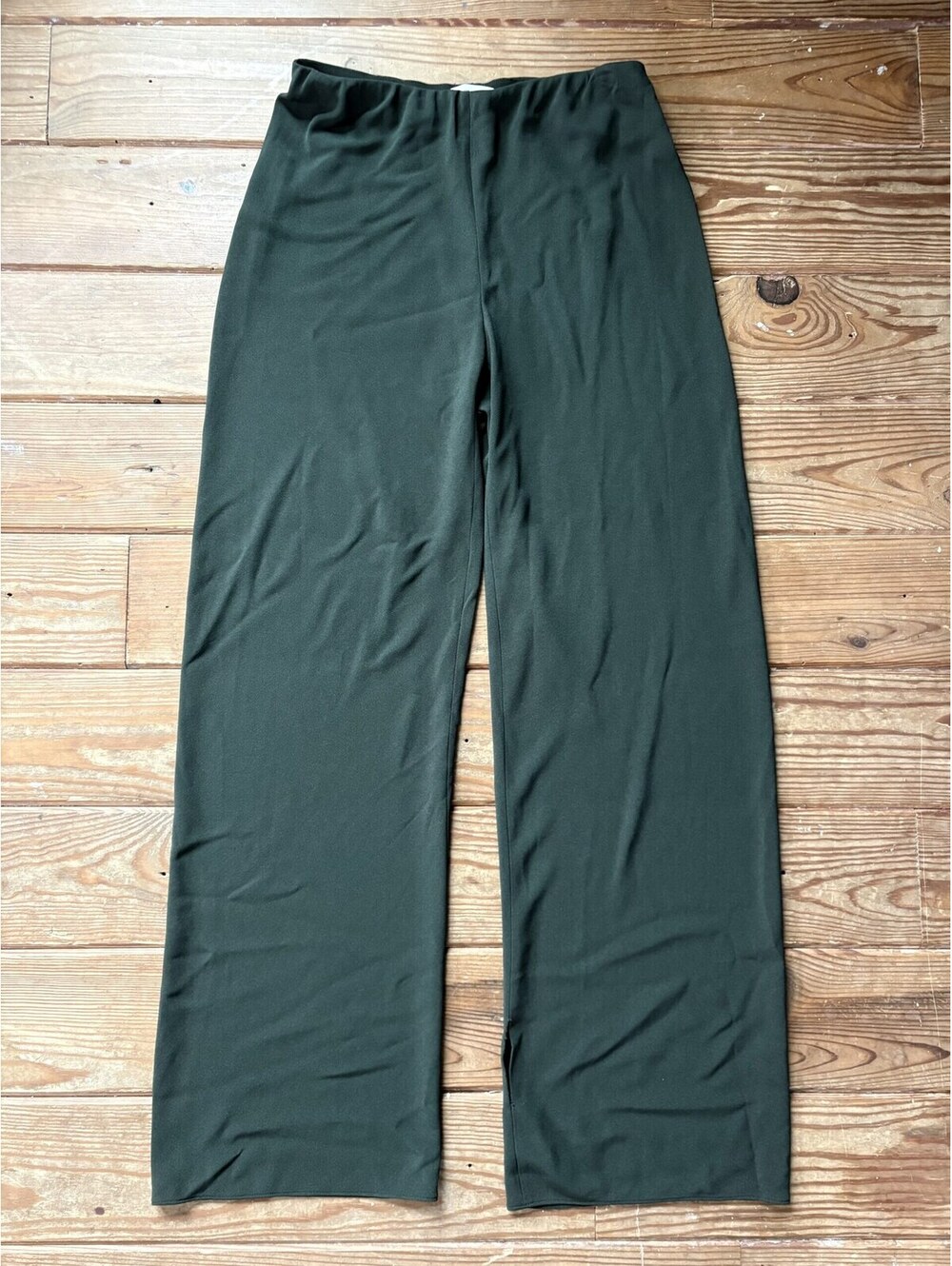 Vince Dark Green Straight Leg Pull On Trousers Pants S/P